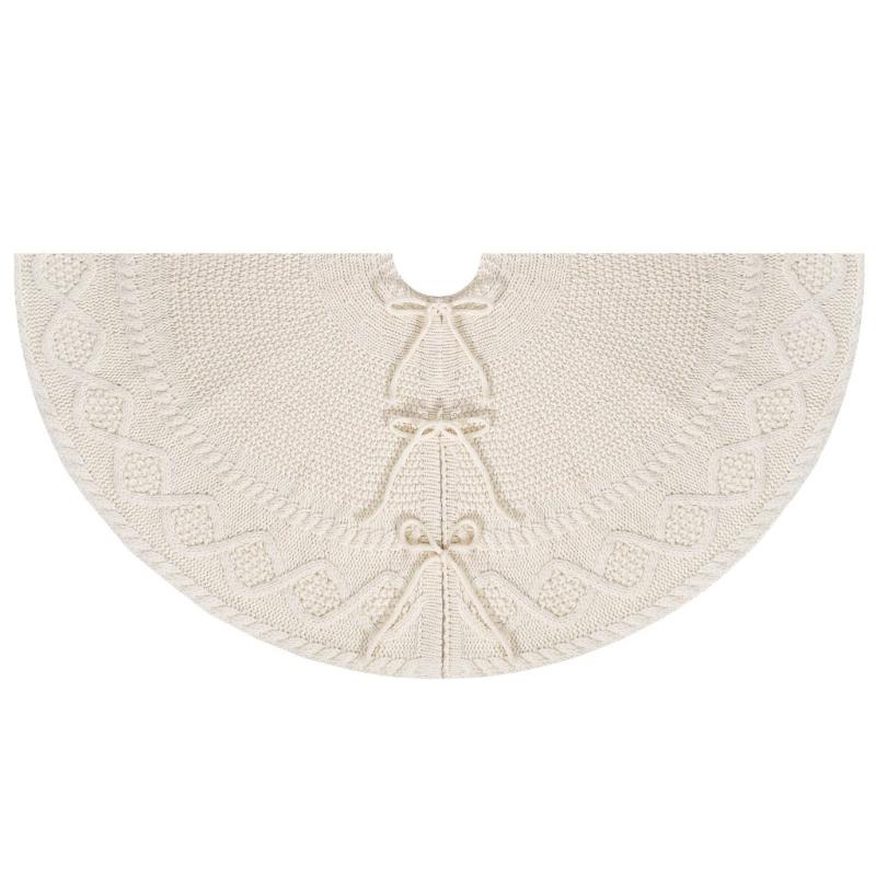 Adjustable Size Christmas Tree Base Rings Handmade White Tree Skirt Elegant Tree Stadn Skirt for Festival Decors