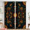 2pcs 2D flat printing Curtains Ancient Tribal Geometric Polyester Without Electricity Party Decorations for Indoor Celebrations