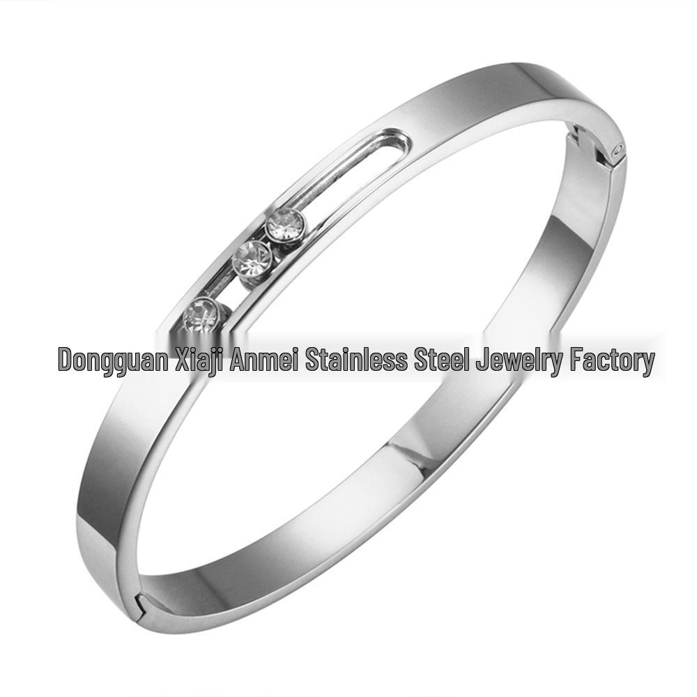 Geometric Jewelry Set: Stainless Steel Diamond-Encrusted Ring, Necklace, Bracelet & Earrings
