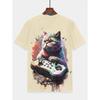Kurzarm-T-Shirt für einen Jungen Koreanisch Niedlich Flauschig Gamer Katze Kinderkleidung 2024 Kinder Frühjahrskleidung Oberteile Top T-Shirts T-Shirty