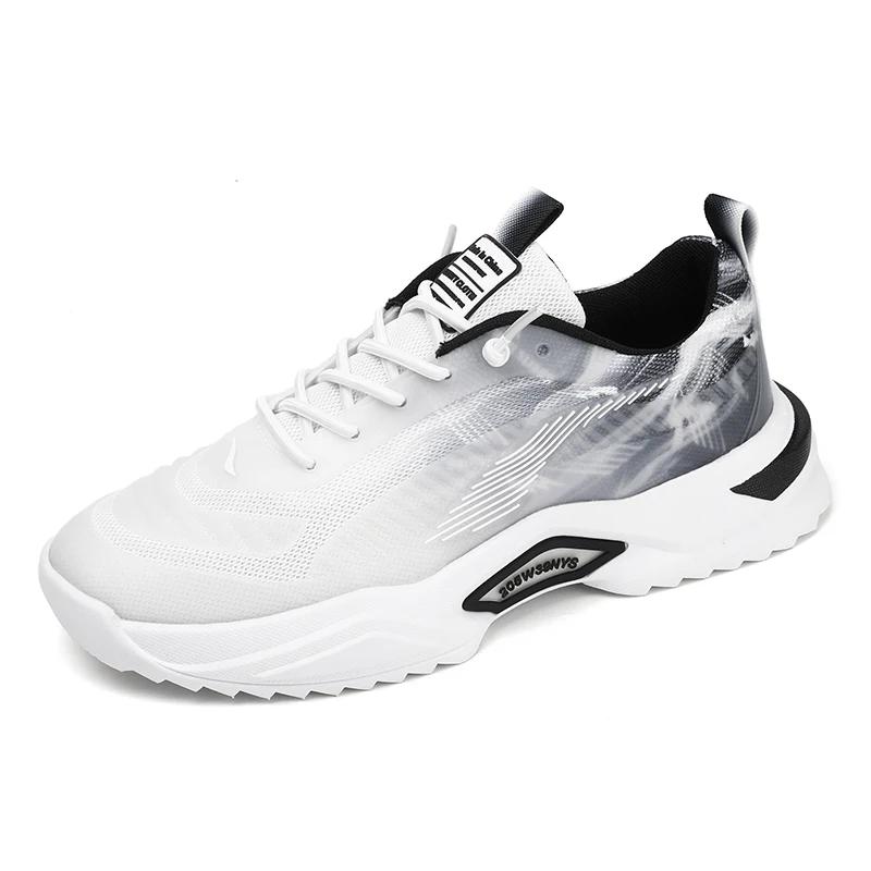 Pánské běžecké tenisky na platformě, modré, s vysokým topem, s protiskluzovou podrážkou, pánské sportovní boty