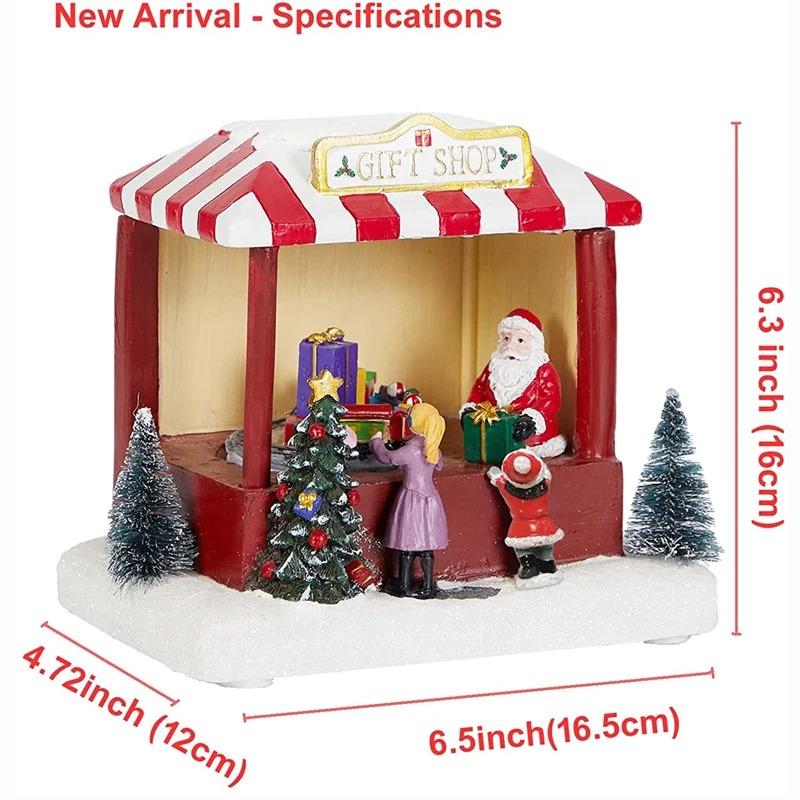 

Animated Christmas Village Santa Gift Shop Winter Snow Village Store with Pre-lit Musical and LED Light Indoor Decoration & Xmas