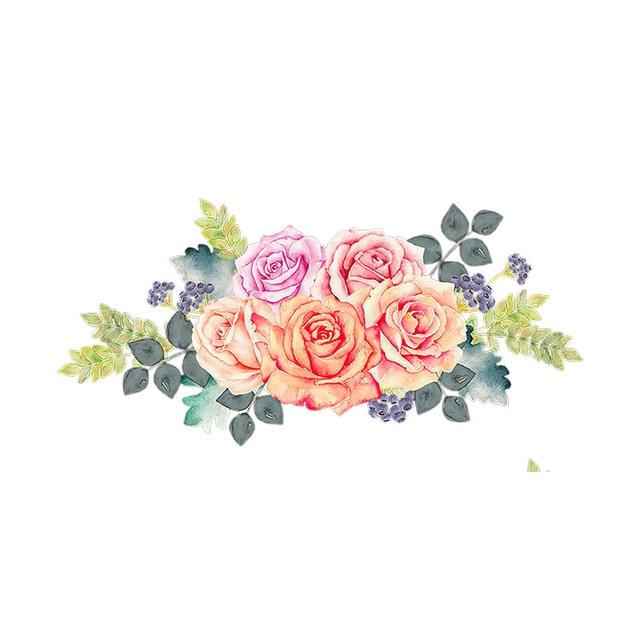 Trois Ratels Qcf4 aquarelle Bouquet fleur voiture autocollant vinyle Pvc décalcomanie pour maison chambre mur fenêtre porte réfrigérateur cuisine