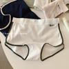 Damen Frühling und Sommer Farbkontrast Reine Baumwolle 10A Antibakteriell Verlängerter Schritt Spurlos Schmale Taille Flacher Winkel Slip