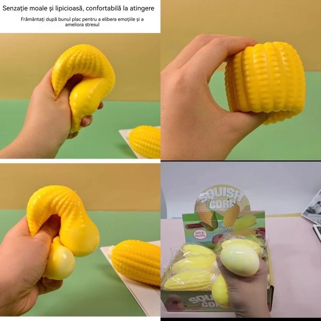 Stress Relief Peanut Burger Corn Toy Squeeze Silicone Elastic Anti-Fatigue Adult Kids Decompression Partner Office School Relax 3pcs