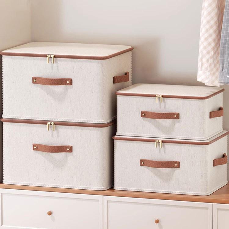 Home Cotton Bedroom Tianshan Linen Storage Box With Lid Toy And Wardrobe Organizer