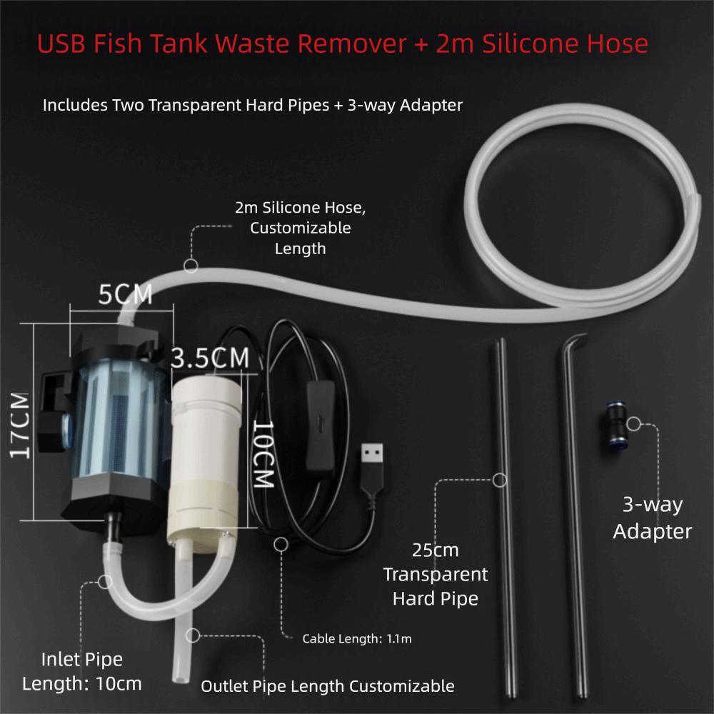 USB Powered Vacuum Gravel Cleaner Low Noise Fish Tank Cleaning Dirt Waste Remover For Aquarium