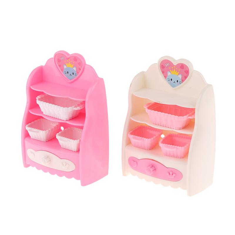 1:6 Dollhouse Miniature Kitchen Storage Cabinet W/Basket Cupboard Model Home Decor Toy Doll House Accessories