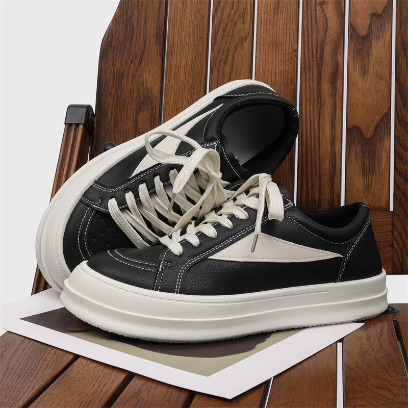 2025 New Niche High Street Tide Brand Flat for Men's Shoes Trendy Sports Leather Surface Versatile Casual Board Shoes Men