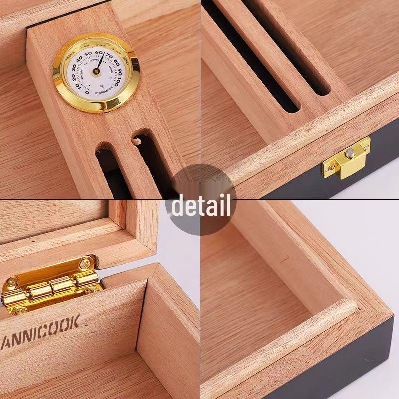 Qie Long Portable Large Capacity Cedar Wood Cigar Humidor Box