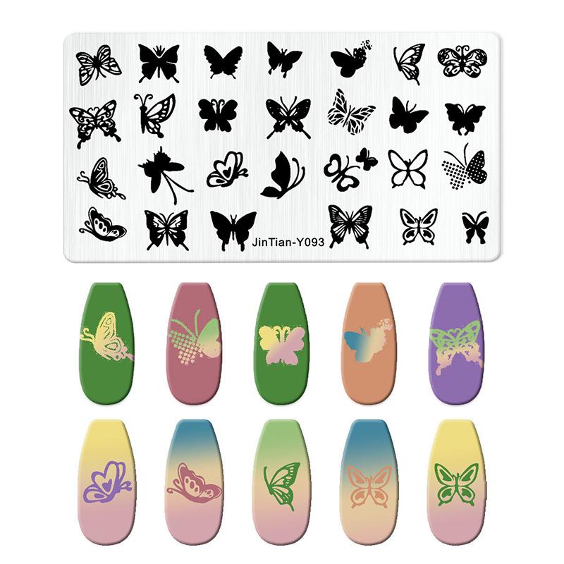 12*6cm Nail Stamping Plates Rose Butterfly Nail Art Plate Stainless Steel Nail Design Stencil Tools DIY Printing Design Stamp