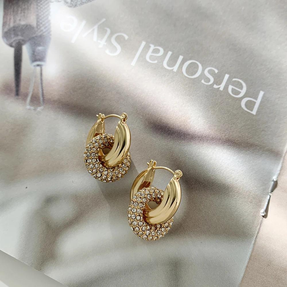 Modische CZ Zirkon Runde Huggie Creolen für Damen Geometrische U-Form Ohr Schnallen Creolen Vergoldeter Edelstahl Schmuck