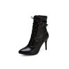 Short Boots High Heel Belt Buckle European and American Straps Large Size  Boots Thin Heel Pointed