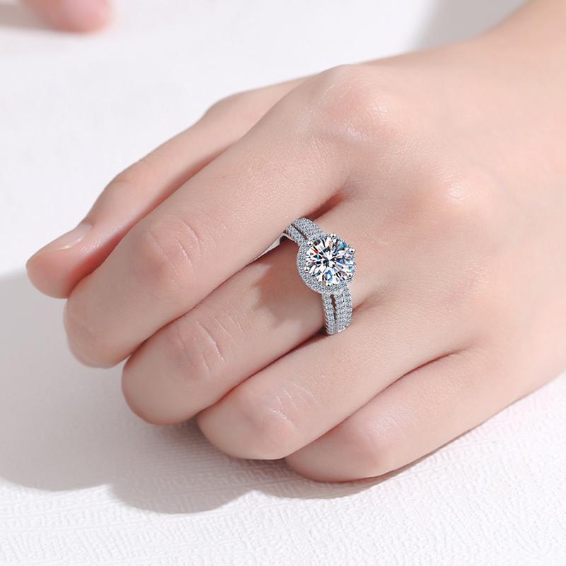 2CT 3CT 9MM Moissanite Silver Ring with Certificate S925 Jewelry Wedding Party Woman Gift