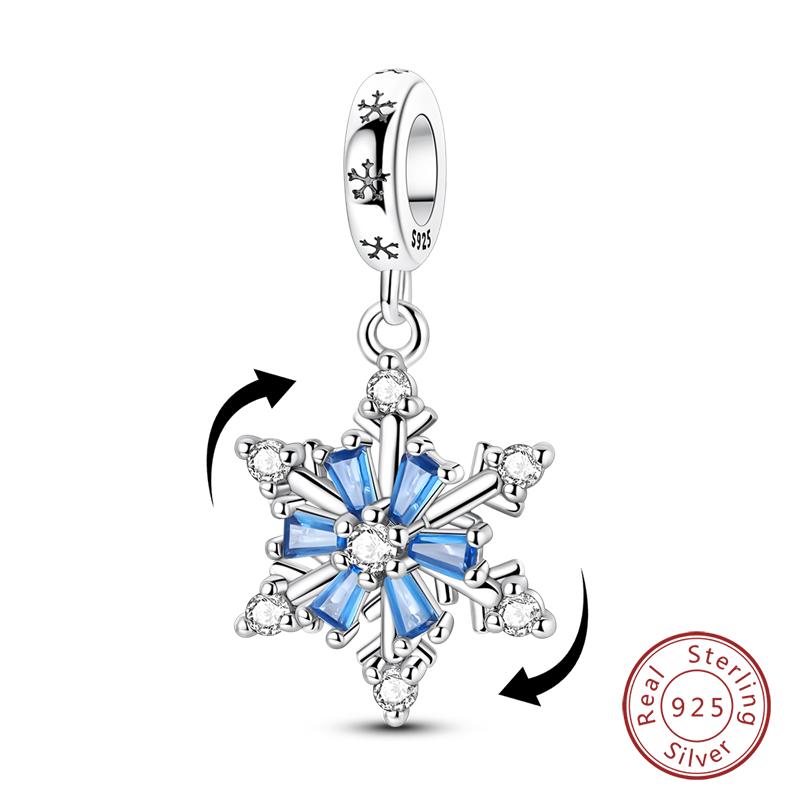 925 Silver Snowflake Snowman Penguin Charm Pendant Winter Jewelry Gift For Women DIY Birthday Present