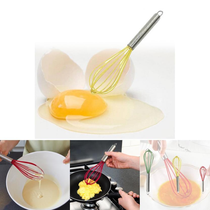 Factory Custom Stainless Steel 304 Egg Beater Cream Whisk Mixer 10 Inch Yellow Silicone