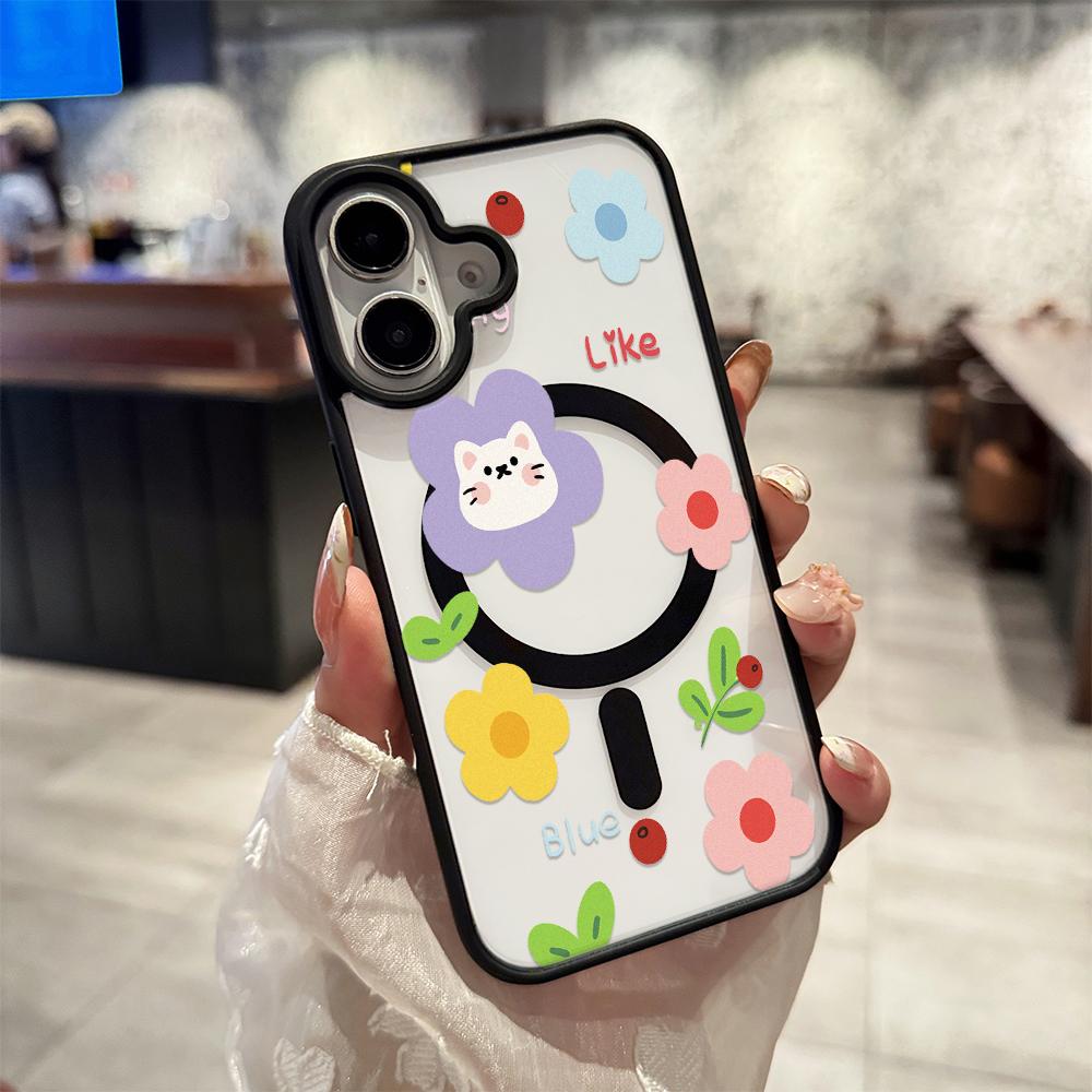 

Cute Colorful Flowers Magsafe Phone Case For IPhone 17 16 15 14 13 11 12 Pro Max Plus 17 Air Magnetic Shockproof Bumper Cover iphone 12 Pro