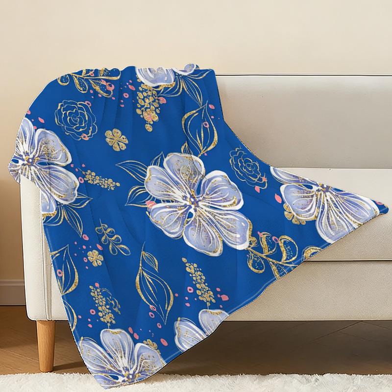 Floral Series Short Plush Flannel Fleece Blanket Soft, Warm, Breathable Home Blanket for Bedroom, Halloween & Christmas