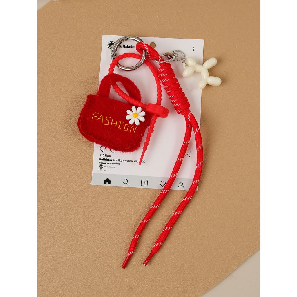 Ins wind wool felt mini bag cute balloon dog braided rope bag pendant versatile keychain car hanging