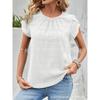 Damen Frühling und Sommer Neue Rundhals Blütenblatt Ärmel Temperament Kurzarm Tops