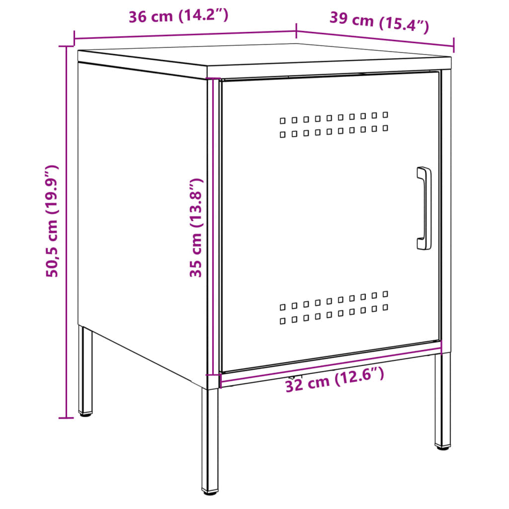 Nightstands 2 Pcs Pink 36 X 39 X 50.5 Cm Steel