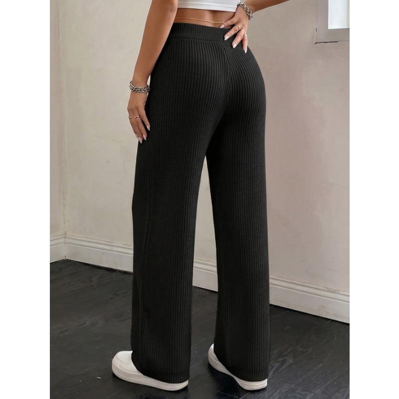 Women Comfortable Casual Thick Straight Wide Leg Long Pants
