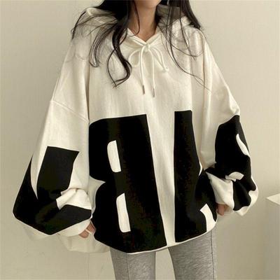 Felpe con cappuccio da donna con stampa di lettere alla moda, primavera, autunno, sottili, sportive, larghe, casual, con cappuccio, top da donna
