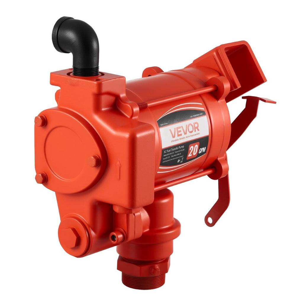 Fuel Transfer Pump 230V, 20 GPM 76 L/min, AC Electric Oil Transfer Pump, with Auto Shut-Off Fuel Nozzle & Discharge Hose, High Flow Kit for Gasoline,