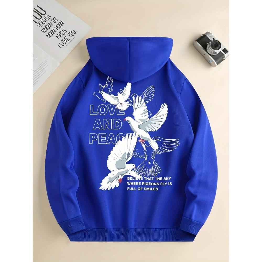 Love And Peace Letter Dove Printed Hoodies Casual Women Sweatshirts Comfortable Pullover Crewneck Loose Female Clothes