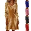 Ladies' Fashionable Casual Sequin Splicing Long Sleeved Fashionable Sexy Temperament Dress
