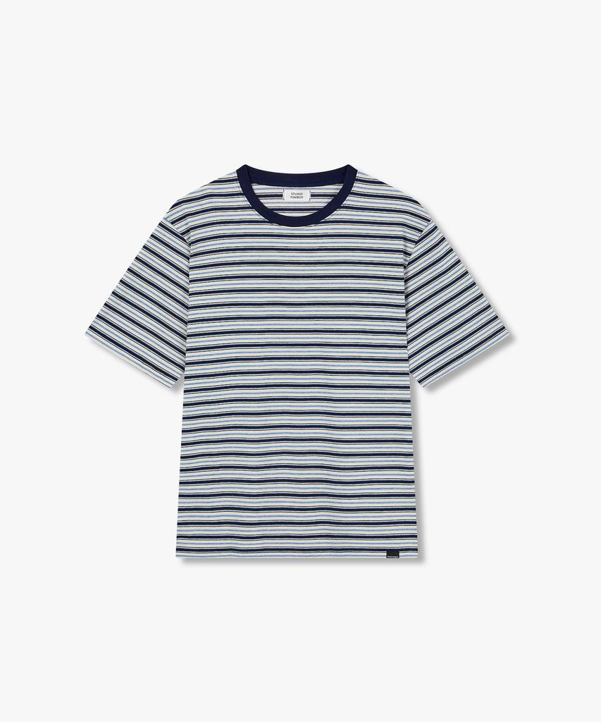 STUDIO TOMBOY [Men] Multi Stripe T-Shirt_Navy 91M6222411