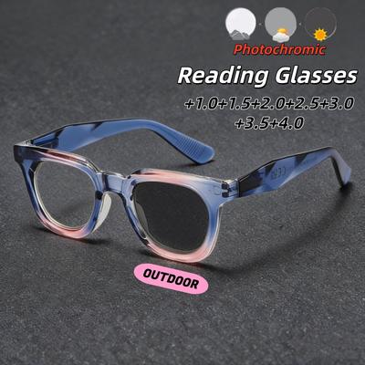 Gradient Photochromic Presbyopia Glasses High Quality Anti-blue Light Fashionable High-definition Eyeglasses +1.0 To +4.0