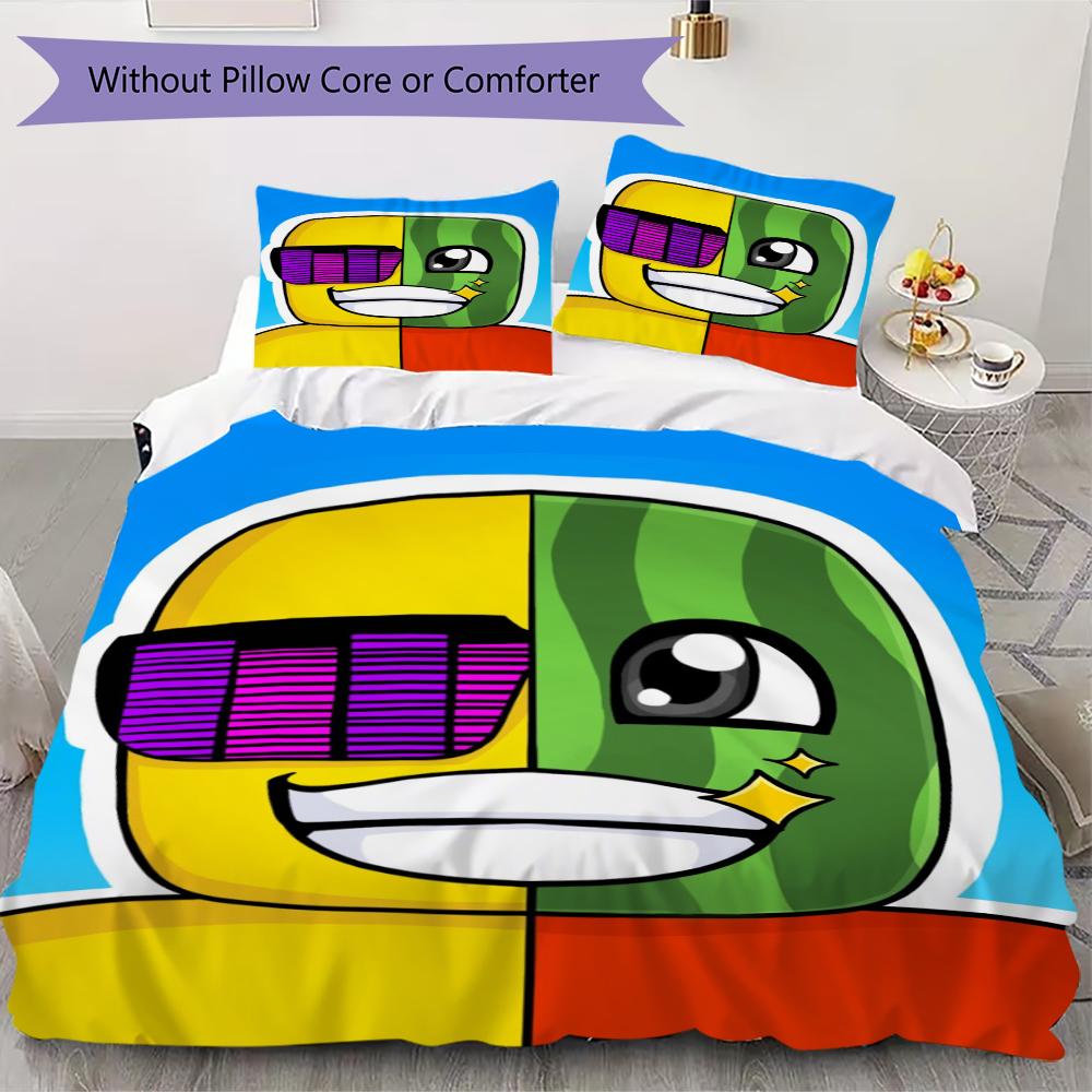 Sunny & Melon Pattern Bedding Uilt Set Uilt Cover Pillowcase Home Decoration Birthday Gift (1 * Duvet Cover + 2 * Pillowcase Without Core)185
