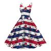 Sleeveless Dress with Star Pattern and Adjustable Spaghetti Straps for Women Summer Casual Wear