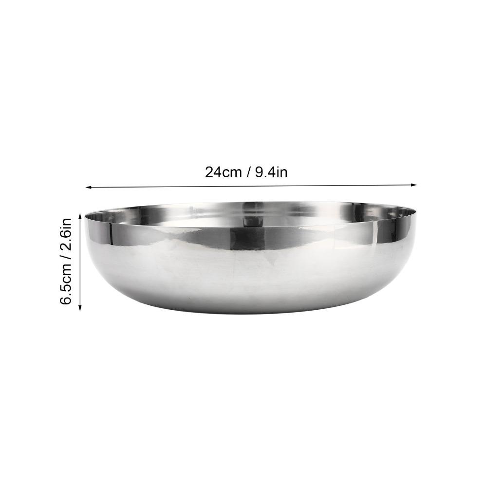 Wide Round Mixing Bowl Rustless Steel Fruit Bowl Large Capacity Salad Bowl Food Storage
