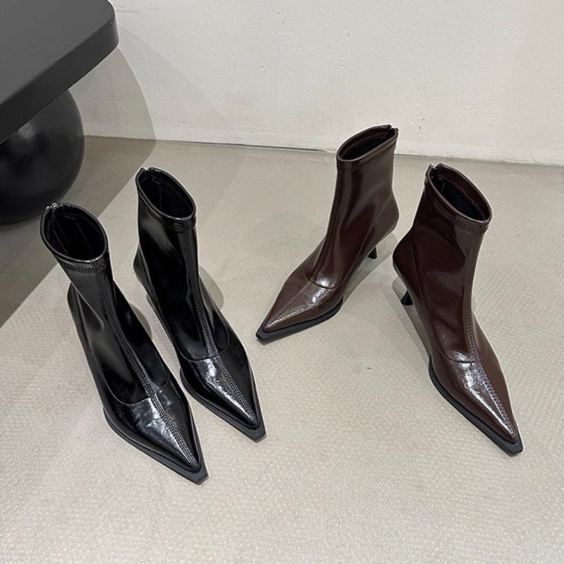 Móda Nový Styl Dámské Slim Kotníkové Boty Módní Elegantní Boty se Špičatou Špičkou Tenký Vysoký Podpatek Dámské Morder Krátké Boty Zapatos Mujer
