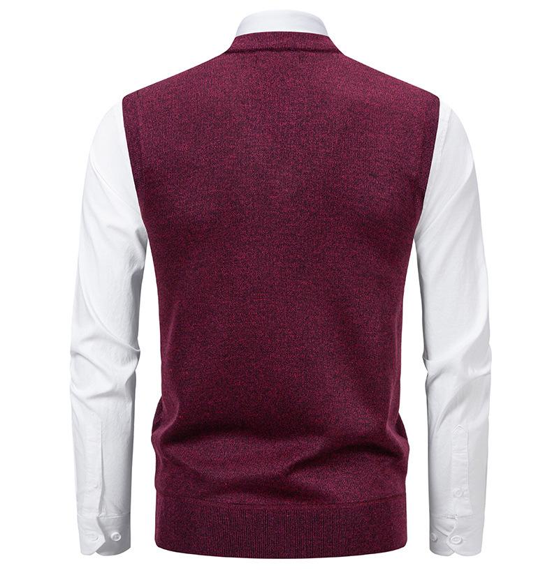 Men's Slim Fit Velvet-Thickened Knit Vest for Autumn/Winter