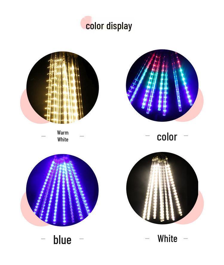 LED Meteor Shower Solar String Lights - Waterproof Outdoor Holiday Tree Decoration