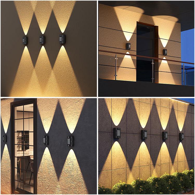 Solar Waterproof Outdoor Wall Lamp - Double-Sided High Brightness Lens for Courtyard, Villa, Balcony.