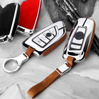 Galvanized Alloy Suede Panel Car Key Cover Case For BMW 1 Series 3 Series 6 Series 7 Series X3 X4 GT 520 525 530 Blade Keycase
