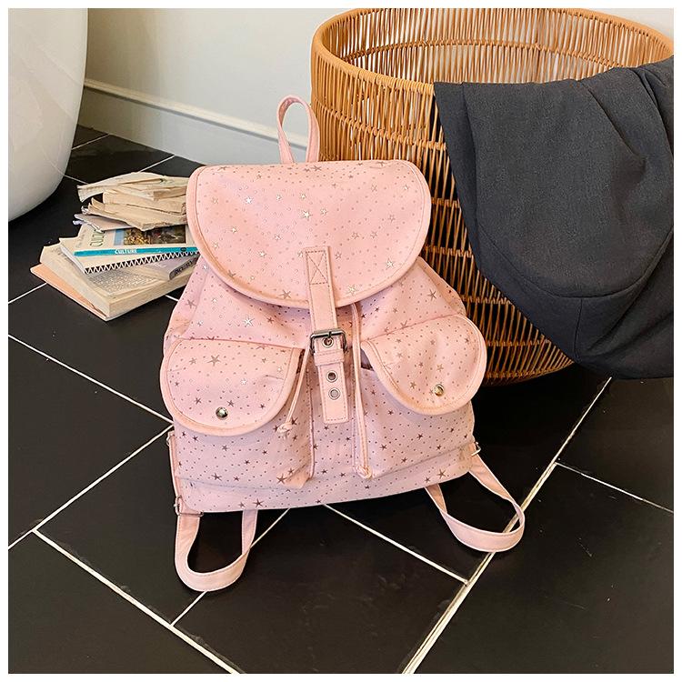 Schoolbag College Wind Star Canvas Backpack Women's 1011 New Trendy Fashion Korean Backpack Student Casual School Bag