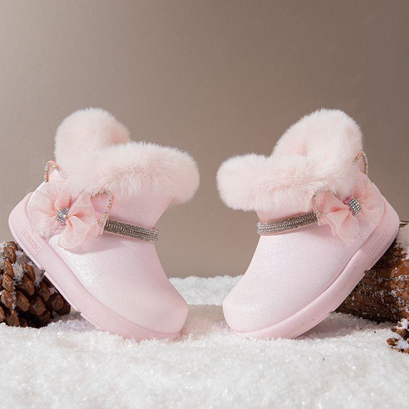 Children's Princess Anti-slip Snow Boots, Winter Girls' Fleece Snow Boots