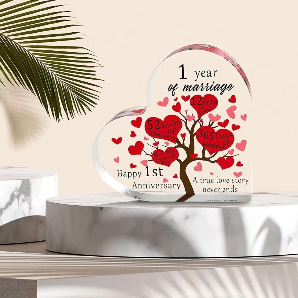 Heart Shape Acrylic Plaque Valentine's Day Gift Love Quote Keepsake for Wife Husband Couples Romantic Home Ornament