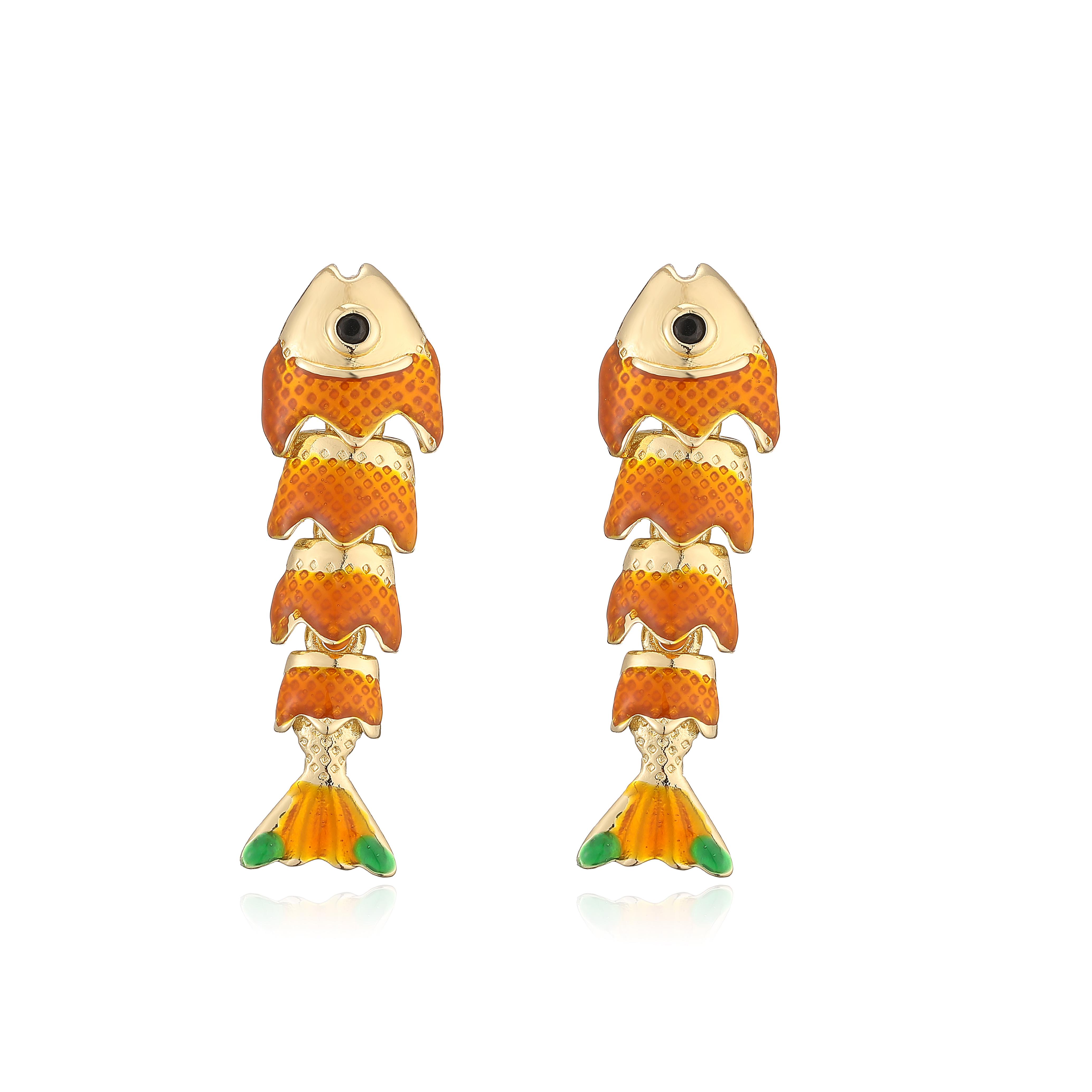 

Colorful Fish-Motif Fashion Metal Zircon Handmade Colored Bracelet/Stud Earrings Women s Lucky Charm Accessories Gift Other