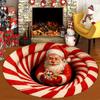 Christmas 3D Rug Optical Illusion Santa Claus Round Floor Mat Non-Slip Xmas