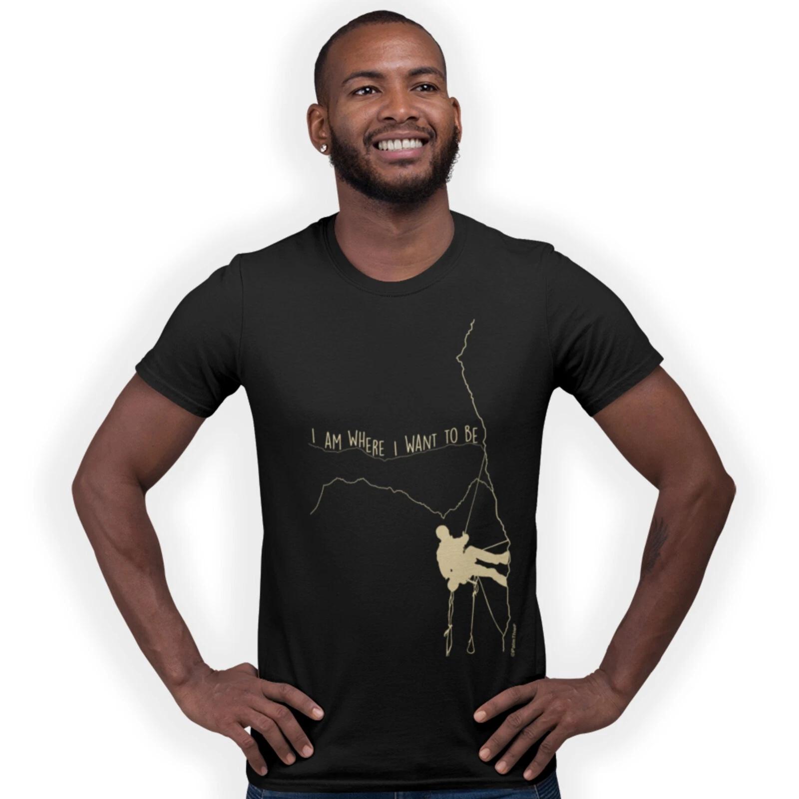Rock Climber I am Where I Want To Be T-Shirt Birthday Gift XL