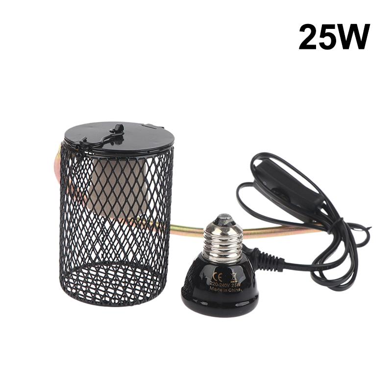 E27 Pet Heating Lamp With Anti-Scalding Lampshade For Turtle Snake Lizard Infrared Ceramic Emitter Heat Light 25/50/75/100W
