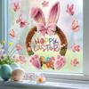 Easter 2026 Pink Rabbit & Butterfly Window Stickers - Static Cling for Mall Shop Entrances
