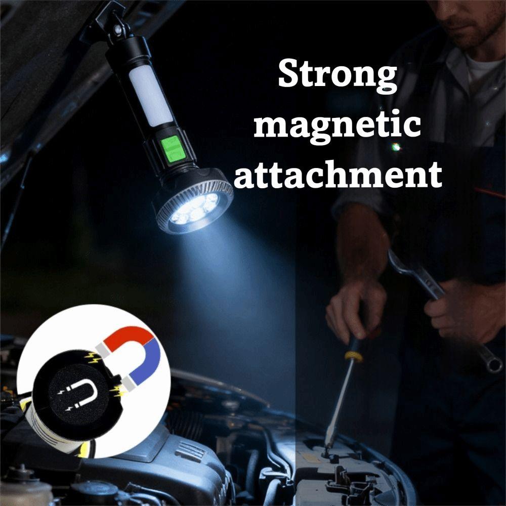 USB Charging Powerful Main Light LED Flashlight Compact Design Portable LED Torch Durable Waterproof COB Side Light Emergency