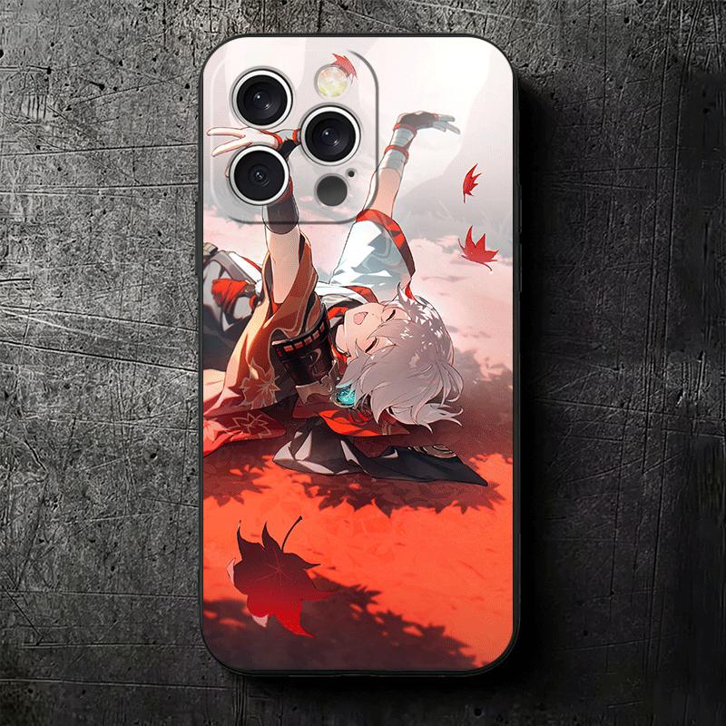 Genshin Impact Kazuha Soft Phone Case for iPhone 16 16E 17 Air 15 Pro Max 14 Plus 13 Mini 11 12 7 Black Cover Back Shell